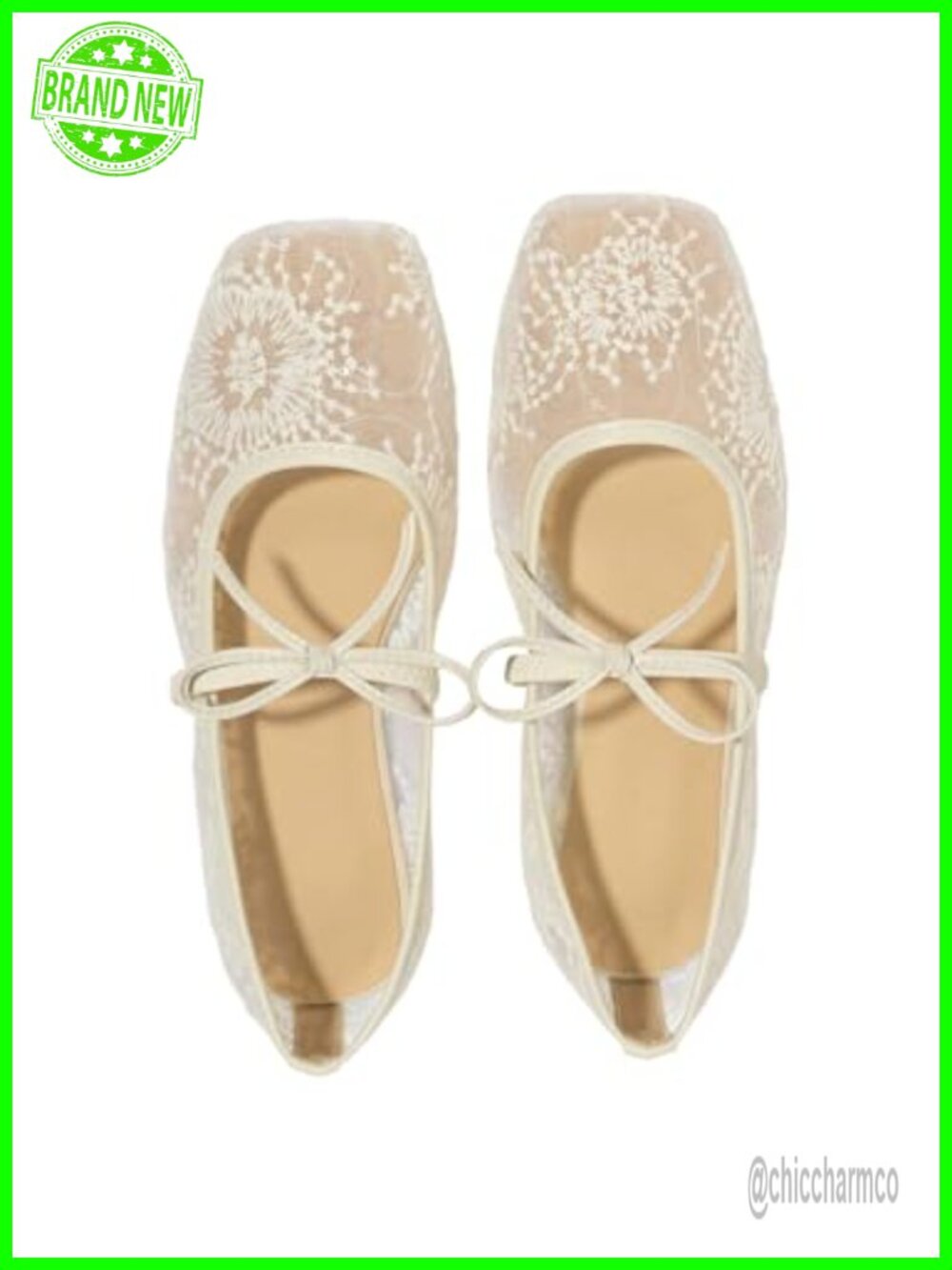 Lace Mesh Ballet Flats Square Toe Maryjanes Dress Shoes